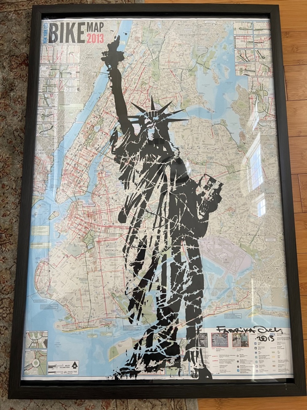Fabrika Denis Ouch Barbed Wire Liberty NYC Bike poster signed 2013